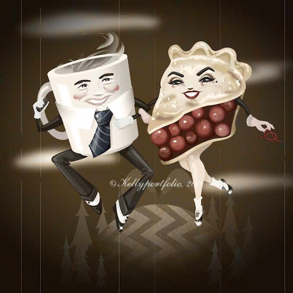 Twin Peaks Art Print – Cherry Pie & Coffee Illustration