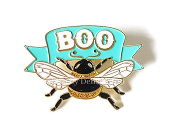 Boo Bee soft enamel pin with glitter highlights!