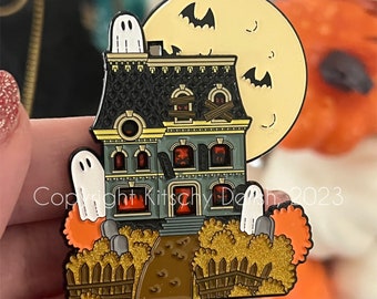 Haunted House sliding enamel pin!