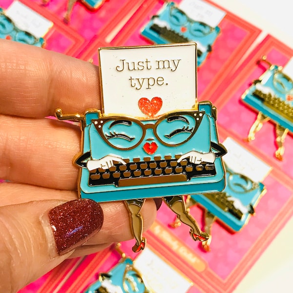 Just My Type, moving enamel pin