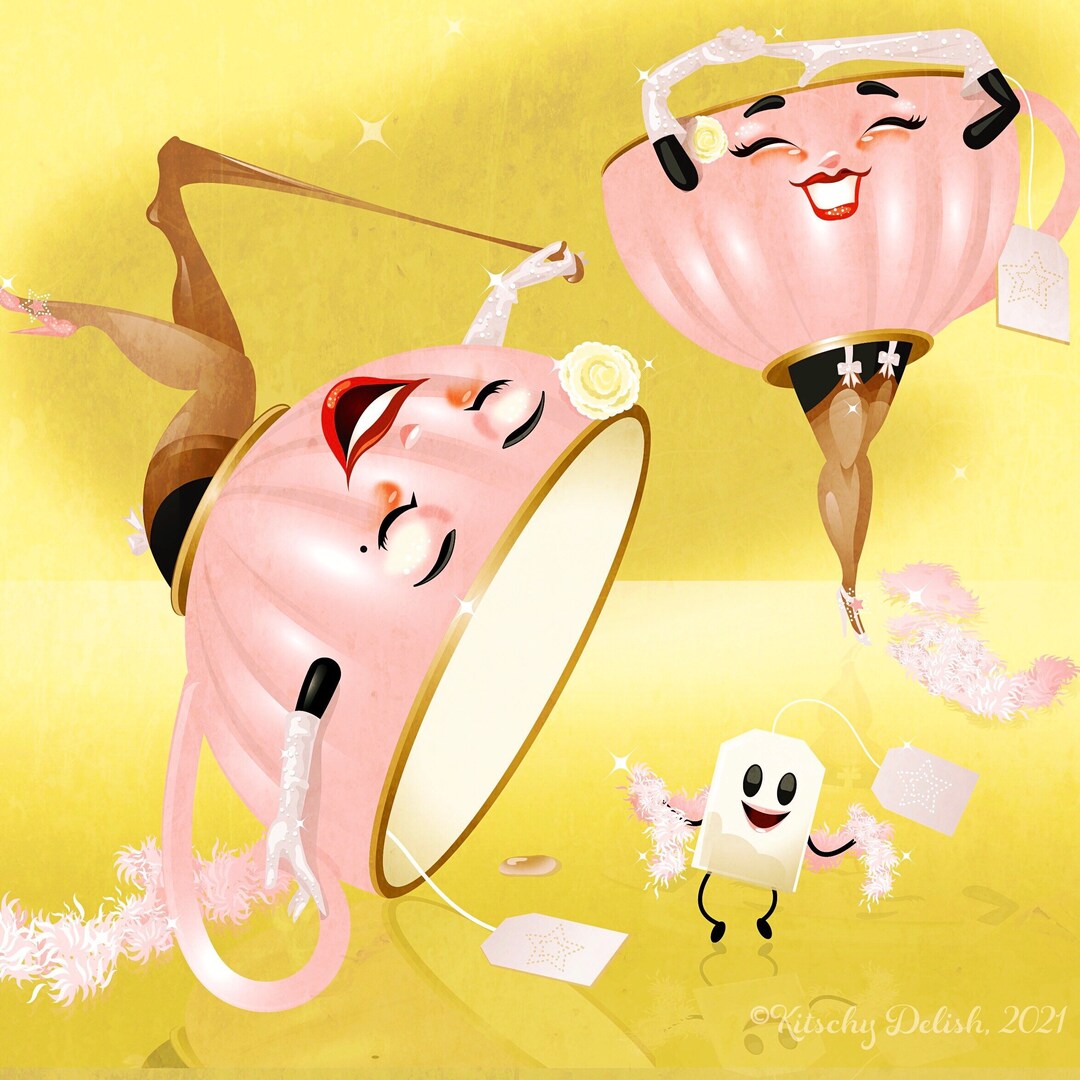 Strip Teas Regular Print, Kitschy Wall Hanging, Nostalgic Style