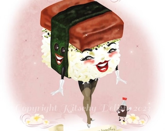 Thanks for Holding me Together Digital Print, Sushi Illustration, Quirky Foodie Art