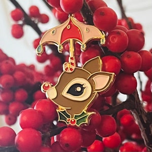 Rain Deer, glitter soft enamel pin!