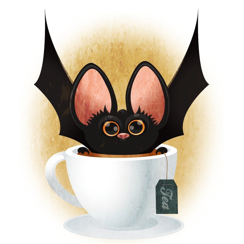 Bat Tea Regular Print in 5x7 or 8x10 Etsy
