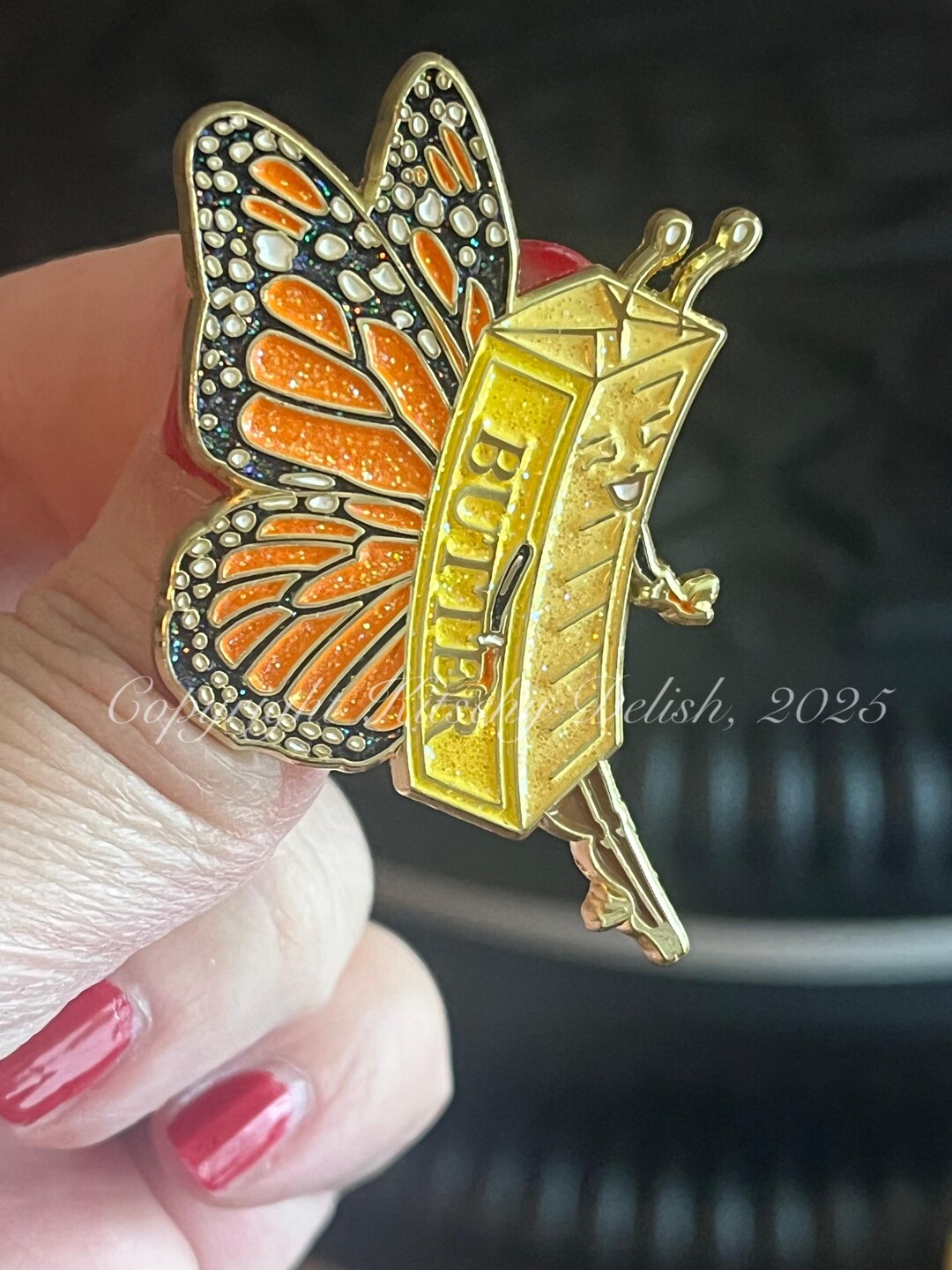 Butter Fly Enamel Pin With Glitter - Etsy