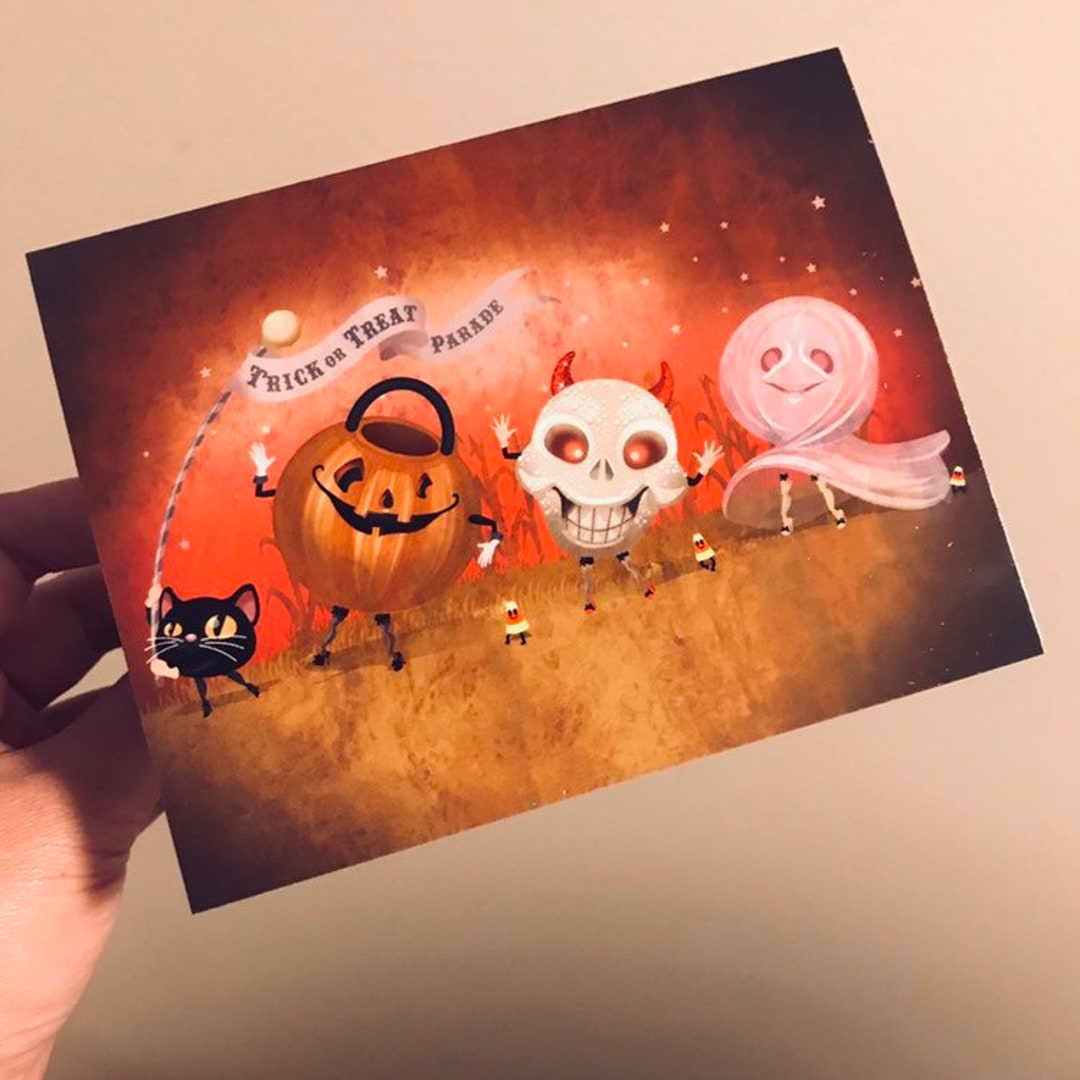 Trick or Treat Parade, Greeting Card - Etsy