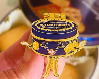 Cookie Tin, enamel hinge pin