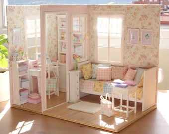 Quarto Honeyblosson - Diorama em miniatura para casa de bonecas em escala 1/6 (feito à mão)