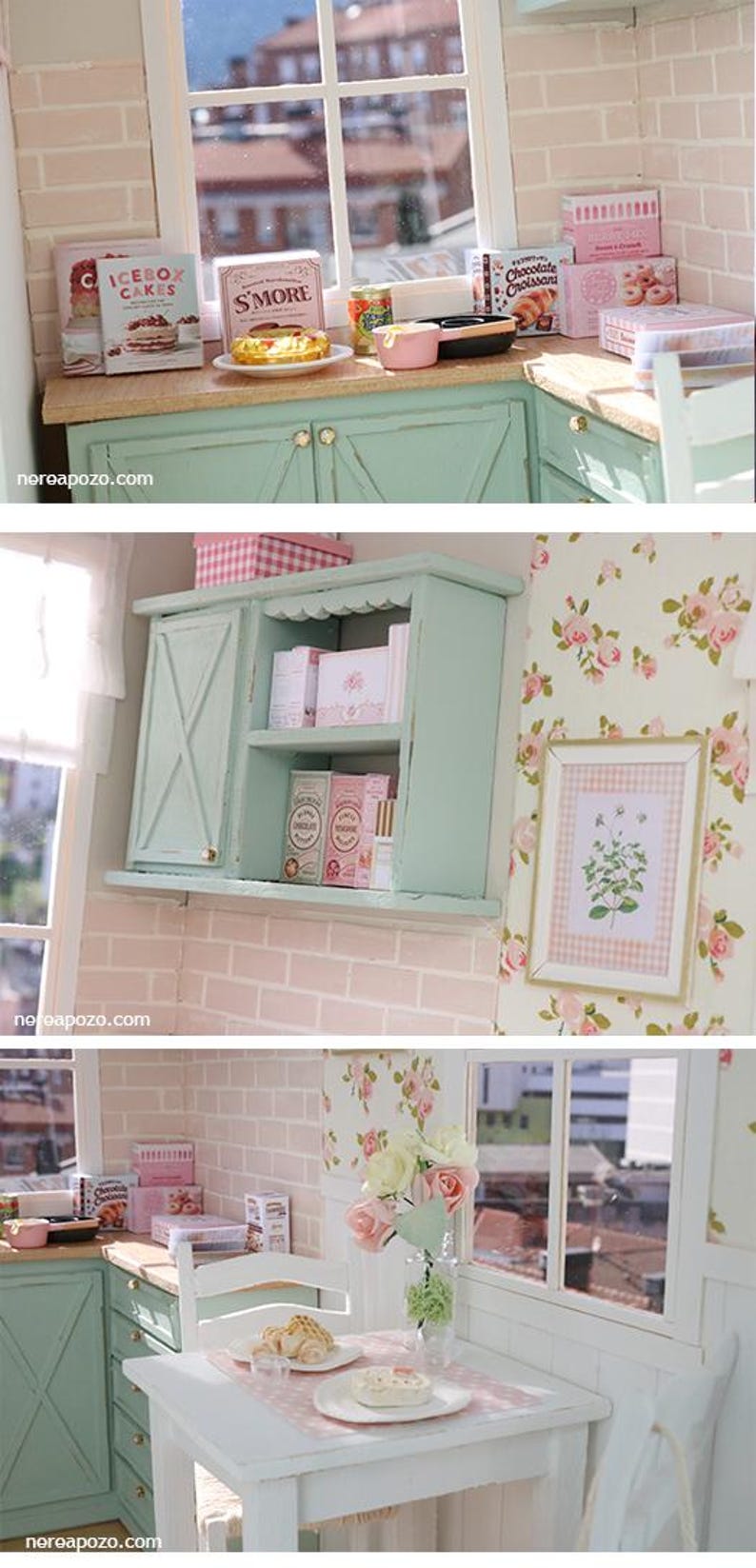 Seashell & Peony Apartment - 1/6 miniature dollhouse diorama (handmade) image 5