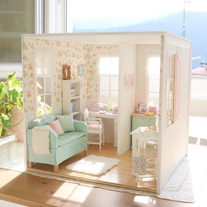 Seashell & Peony Apartment - 1/6 miniature dollhouse diorama (handmade) image 1