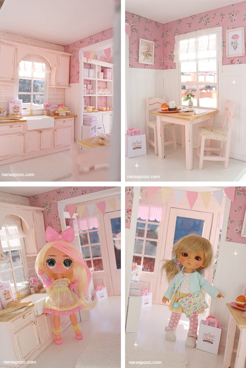 Roses Bakery cottage 1/10 miniature dollhouse diorama handmade zdjęcie 10