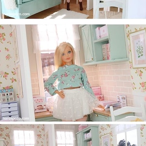 Seashell & Peony Apartment - 1/6 miniature dollhouse diorama (handmade) image 12