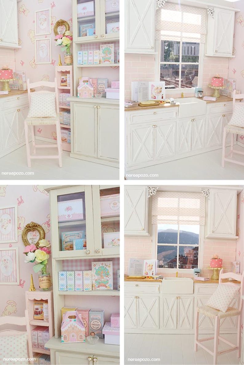 Pink cloud kitchen - 1/6 miniature dollhouse diorama (handmade) image 6
