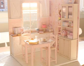 Pink Wolke Küche - 1/6 Miniatur Puppenhaus Diorama (handgefertigt)