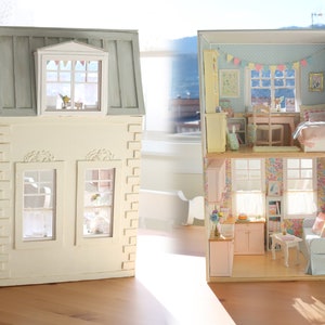 Tiny House pastel Diorama de maison de poupée miniature au 1/10 fait main image 1
