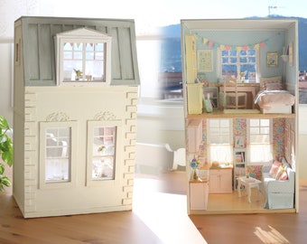 Pastel Tiny House - 1/10 miniature dollhouse diorama (handmade)