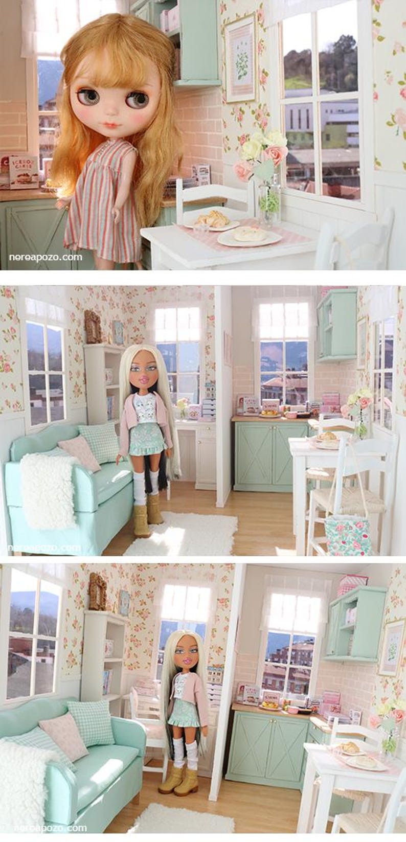 Seashell & Peony Apartment - 1/6 miniature dollhouse diorama (handmade) image 16