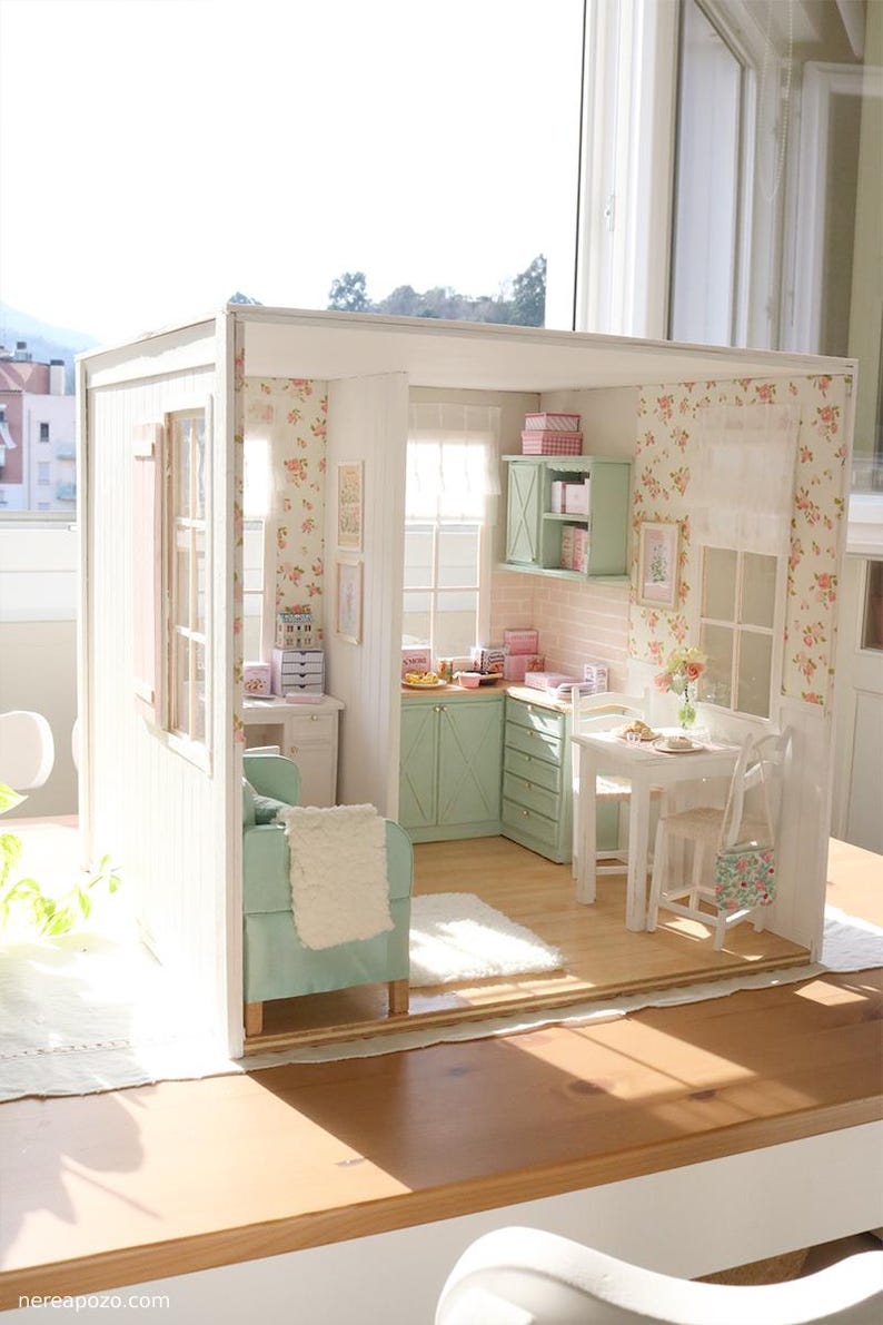 Seashell & Peony Apartment - 1/6 miniature dollhouse diorama (handmade) image 11