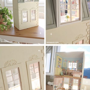 Tiny House pastel Diorama de maison de poupée miniature au 1/10 fait main image 2
