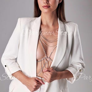 Chain bra no charms, Chain bra top, Body chain harness, Body chain bralette, Layered body chain, Chest chain, Breast chain, Layered necklace