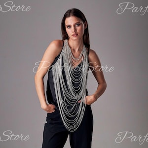 Layered necklace for women silver, Layered chain bra, Body chain jewelry women, Body chain jewelry harness, Bra body chain, Festival jewelry