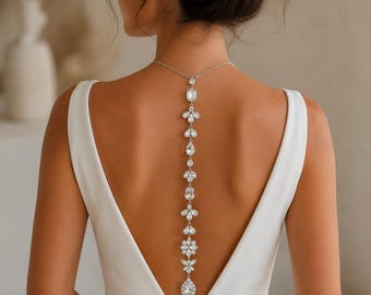 Strass-Rückenkette, rückenfreie Körperkette, Brautschmuck für den Rücken, Hochzeits-Rückenkette, Kristall-Rückenkette, Schmuck für festliche Anlässe