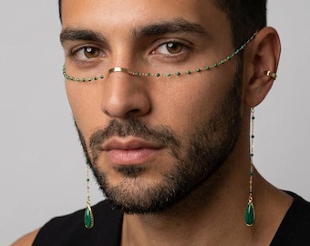 Nasenkette Schmuck, Gesichtskette Schmuck, Gold Nasenkette, Silber Nasenkette, Festival Gesichtsschmuck, Gothic Gesichtskette, Nasenring Kette