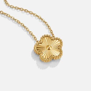 Gold Five-Leaf Clover Necklace: Waterproof Stainless Steel Lucky Charm