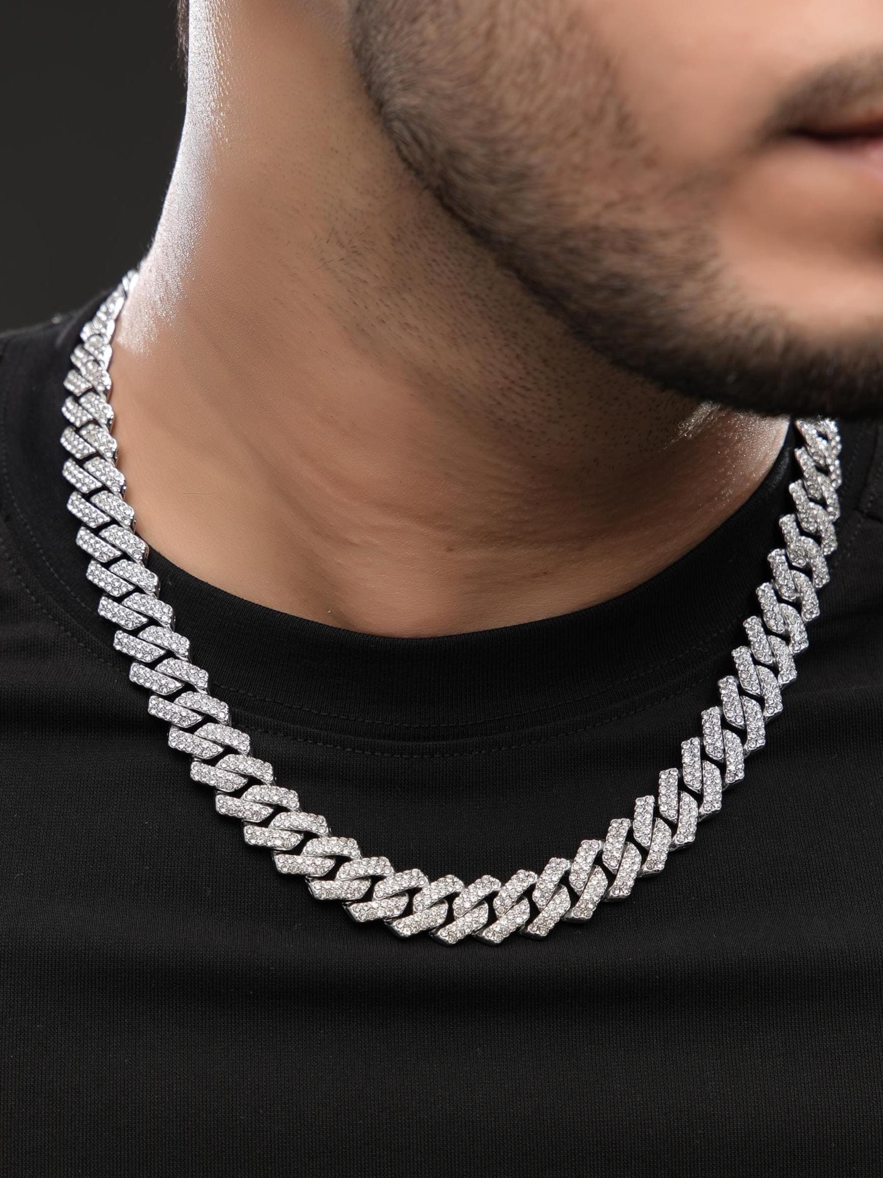 Iced Out Cuban Link Chain: 14mm Stainless Steel Miami Hip Hop