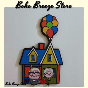 Up Movie Inspired Key Holder, Carl and Ellie Key, Balloon House, Perfect Home Decor, Cute Couple Key Chains, Home Gift, Handmade Key Holders