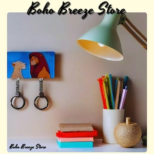 Nala and Simba Inspired Handmade Keychain Holder, Lion King Keychain Hanger, Cute Couple Keys, Wooden Keys For Couples, Sinba, Perfect Gift