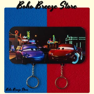 CARS Inspired Mcqueen and Sally Keychain Holder, Couple Keychain Holder, Entryway Key Holder, Cars Keychain Hook, Home Perfect Cartoon Gift