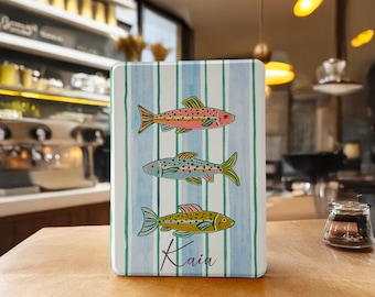 Funda con diseño retro de rayas de peces para Kindle Paperwhite (12.ª generación, 11.ª generación, 17 cm/18 cm/10.ª generación, Kindle 2024, funda Colorsoft, funda transparente para Kindle)