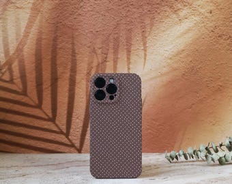 Dot Brown Phone Case for iPhone 17, 16, 15, 14, 13, 12 11 Pro Max Plus Xs, 13 12 Mini Case, Glossy Matte Case, Custom Tough Soft Slim Case