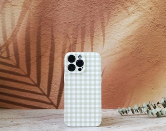 Green Plaid Phone Case for iPhone 17, 16, 15, 14, 13, 12 11 Pro Max Plus Xs, 13 12 Mini Case, Glossy Matte Case, Custom Tough Soft Slim Case