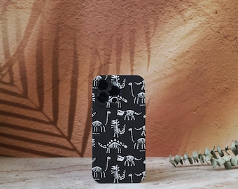 Dinosaur Skeleton Phone Case for iPhone 17, 16, 15, 14, 13, 12, 11 Pro Max Plus Xs, 13 12 Mini Case, Glossy Matte Case, Tough Soft Slim Case