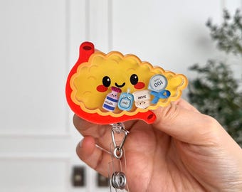 Pancreas Shaker Badge Reel: Medical Badge Holder for Nurses