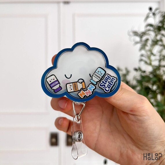Anesthesiology Shaker Badge Reel: Cloud Anesthesia ID Holder for CRNA, Anesthesiologist & OR Nurses