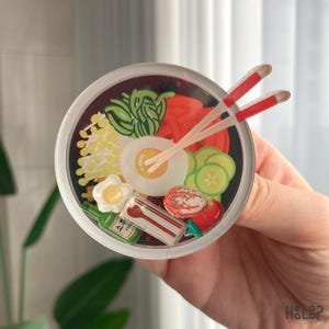 Korean Bibimbap Shaker Phone Grip: Kawaii Acrylic GripTok