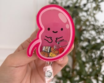 Cute Kidney Shaker Badge Reel,  Funny Nurse Retractable Badge Reel Gift