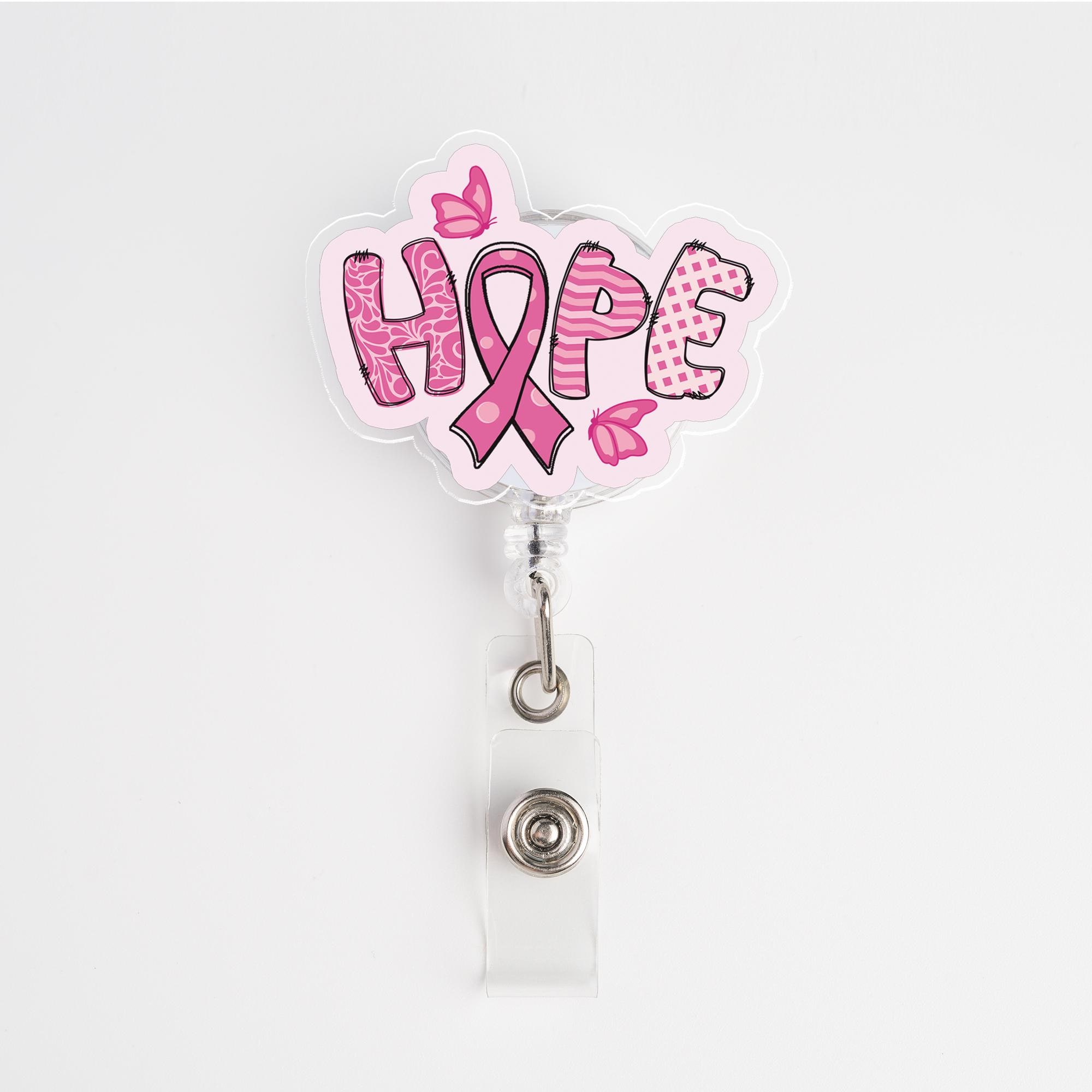 Breast Cancer Badge Reel, Pink Ribbon Badge Holder, Breast Cancer Awareness, Oncology Nurse Gift, Nurse Badge Reels