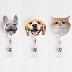 Custom Pet Photo Badge Reel: Personalized Acrylic ID Badge