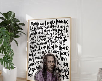 Benjamin Zephaniah Poem Print: People Need People, Hand Drawn Art