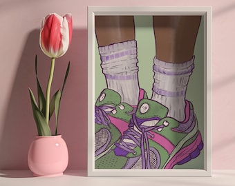 Retro Kicks Art Print: Colorful Sneakers, Limited Edition