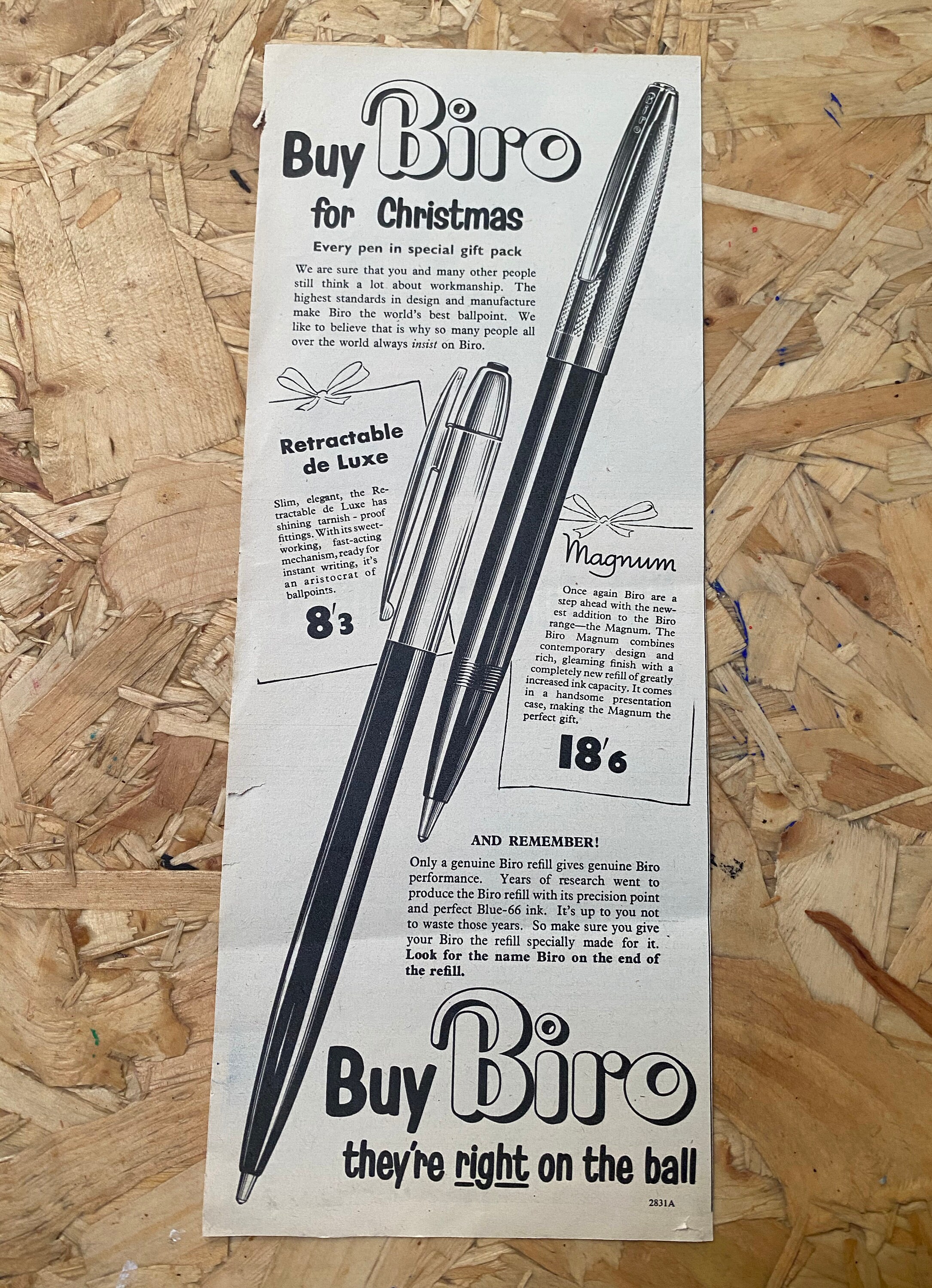 Original Vintage 1950 S Biro Pen Black And White Etsy