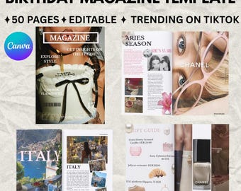 Fashion Birthday Magazine Digital Download | Customisable on Canva| Trendy Birthday Gift & Party Ideas | Stylish Printable for Chic Birthday