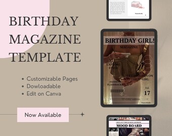 Fashion Birthday Magazine Digital Download | Customisable on Canva| Trendy Birthday Gift & Party Ideas | Stylish Printable for Chic Birthday
