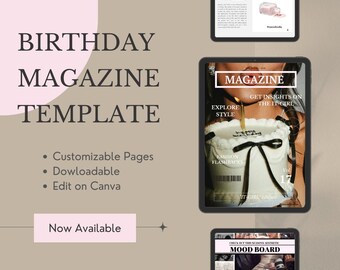 Fashion Birthday Magazine Digital Download | Customisable on Canva| Trendy Birthday Gift & Party Ideas | Stylish Printable for Chic Birthday