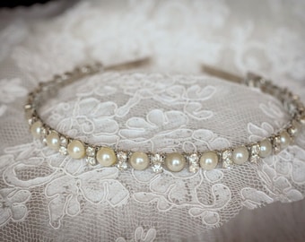 Flower girl Headband Rhinestones and Pearls Elegant Wedding Headband-Bridesmaid Headband- Flower Girl Headband