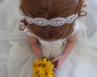 SALE Flower Girl Headband- Prom Headband - Bridal Headband - Bridal Headpiece - Crystal Headpiece - Bridesmaid Headband -